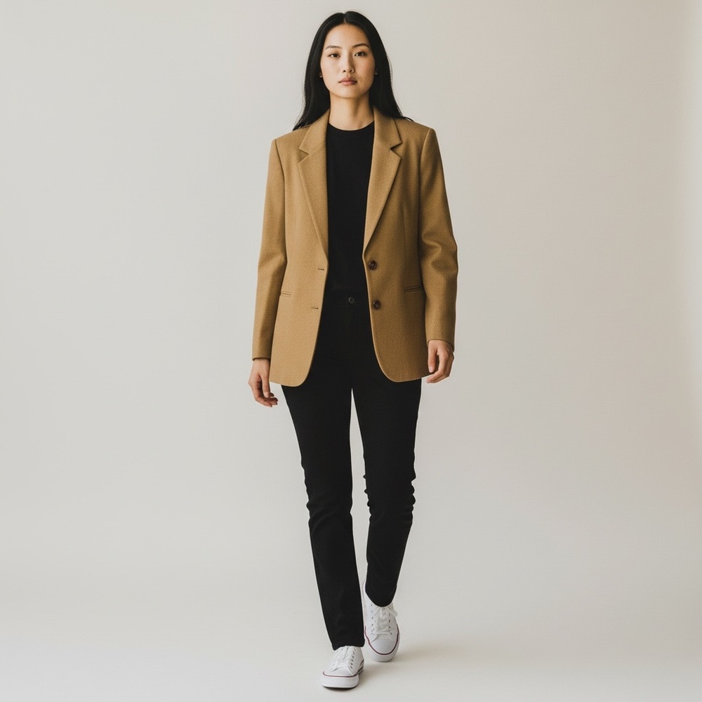 Hunt Club 100% Wool Vintage Womens 8 Career Blazer Camel